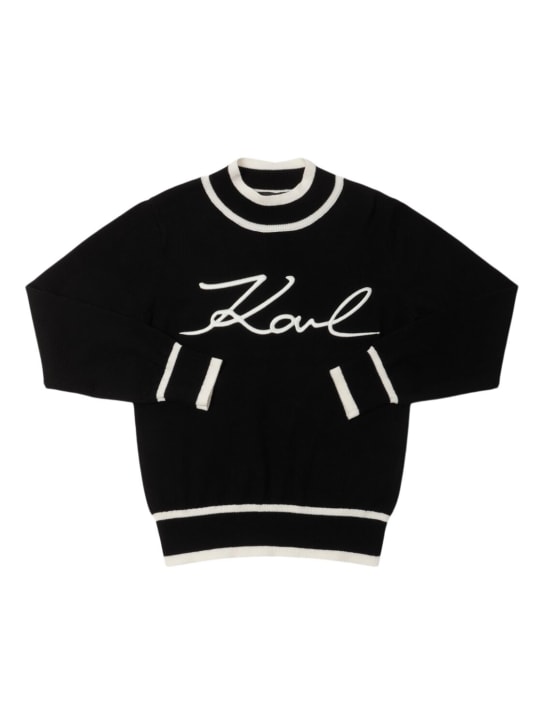 Karl Lagerfeld: Suéter de punto de algodón - Negro - kids-boys_0 | Luisa Via Roma