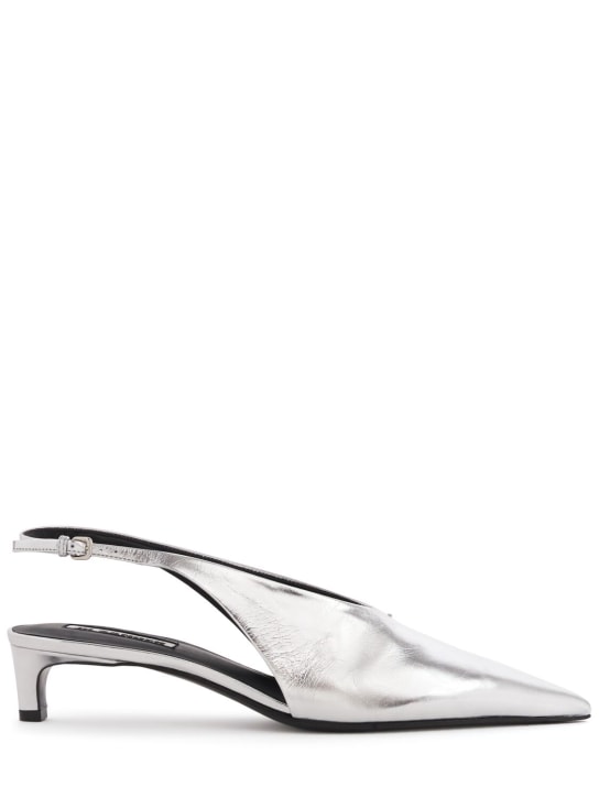 Jil Sander: 35mm Metallic leather slingbacks - Sky Grey - women_0 | Luisa Via Roma