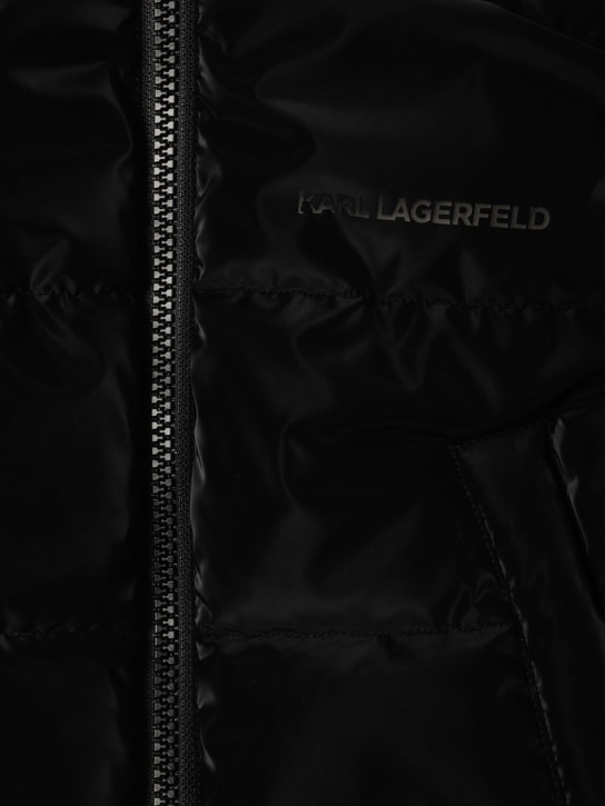 Karl Lagerfeld: Hooded nylon puffer vest - Black - kids-girls_1 | Luisa Via Roma