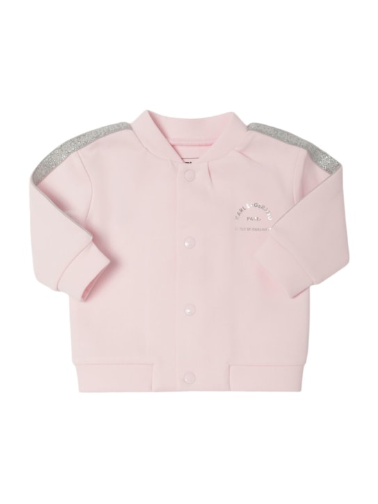 Karl Lagerfeld: 코튼 티셔츠, 스웨트셔츠, 팬츠 세트 - 핑크 - kids-girls_1 | Luisa Via Roma
