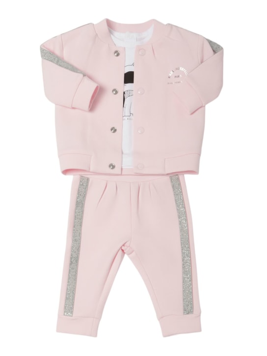 Karl Lagerfeld: Cotton t-shirt, sweatshirt & pants - Pink - kids-girls_0 | Luisa Via Roma