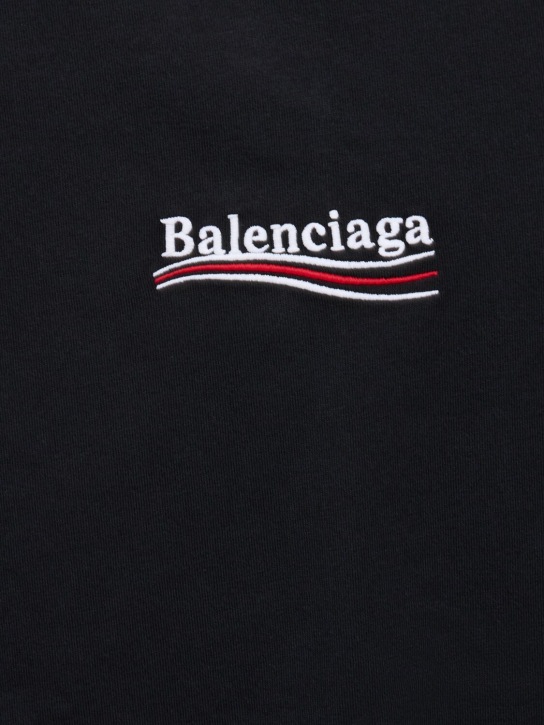 Balenciaga: Logo棉质T恤 - 水洗黑色 - men_1 | Luisa Via Roma