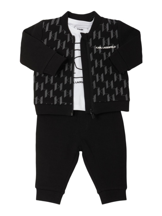 Karl Lagerfeld: Cotton sweatshirt, t-shirt & pants - Siyah - kids-girls_0 | Luisa Via Roma