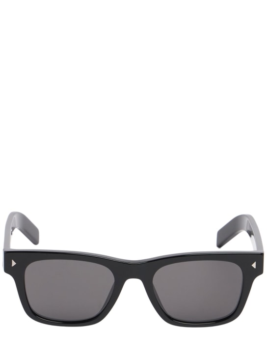 Prada: Square acetate sunglasses - Siyah - men_0 | Luisa Via Roma