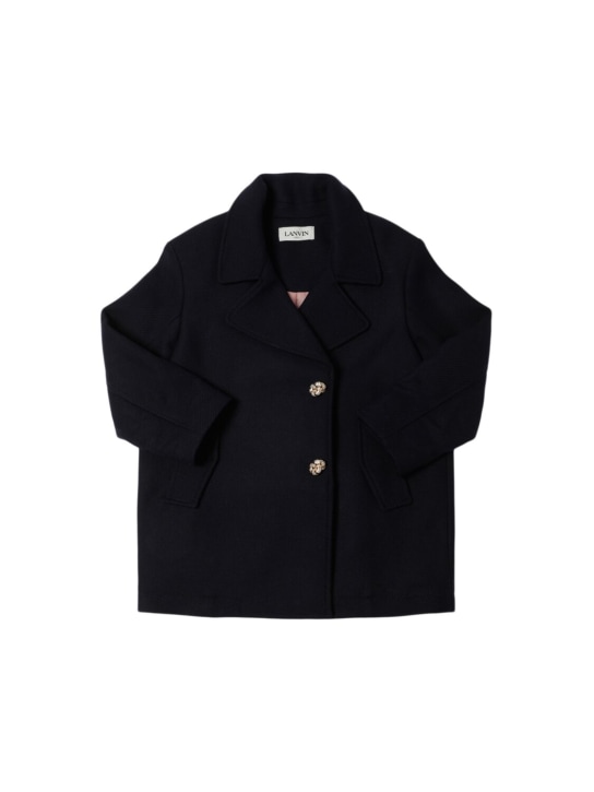 Lanvin: Wool blend coat - Black - kids-girls_0 | Luisa Via Roma