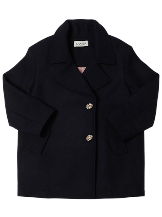 Lanvin: Mantel aus Wollmischung - Schwarz - kids-girls_0 | Luisa Via Roma