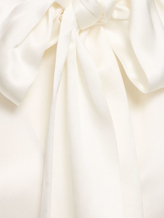 Alessandra Rich: Camicia in raso di seta con fiocco - Bianco - women_1 | Luisa Via Roma