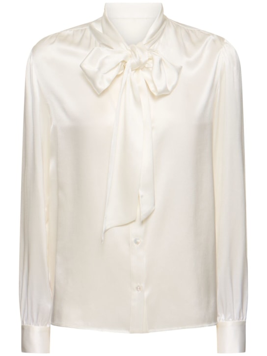 Alessandra Rich: Silk satin shirt w/ bow - White - women_0 | Luisa Via Roma