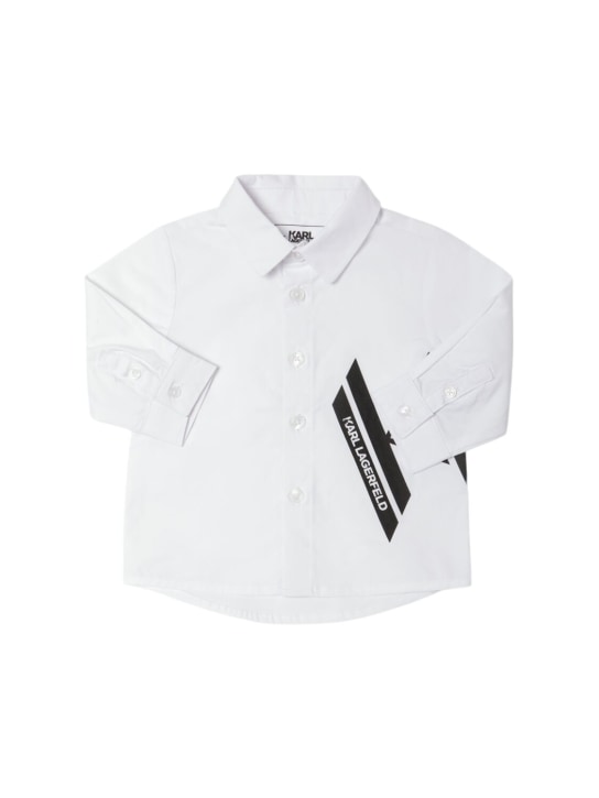 Karl Lagerfeld: コットンシャツ＆パンツ - ホワイト/ブラック - kids-boys_1 | Luisa Via Roma