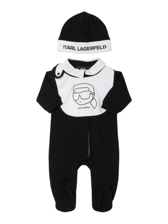 Karl Lagerfeld: 连帽尼龙蓬松派克大衣 - 黑色 - kids-boys_0 | Luisa Via Roma