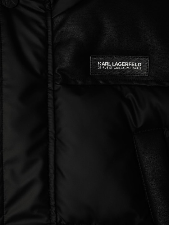 Karl Lagerfeld: フーデッドナイロンパファーパーカ - ブラック - kids-boys_1 | Luisa Via Roma