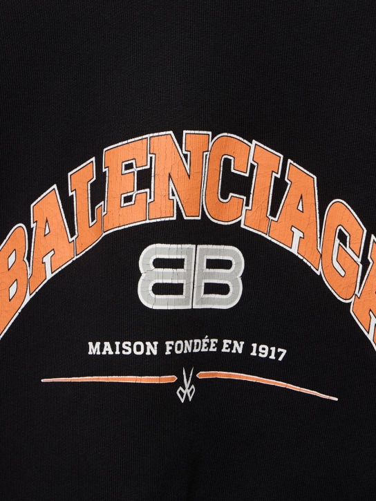 Balenciaga: 와이드 핏 해비 스웻셔츠 후디 - 블랙/오렌지 - men_1 | Luisa Via Roma