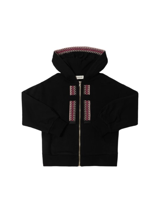 Lanvin: Cotton zip hoodie - Black - kids-girls_0 | Luisa Via Roma