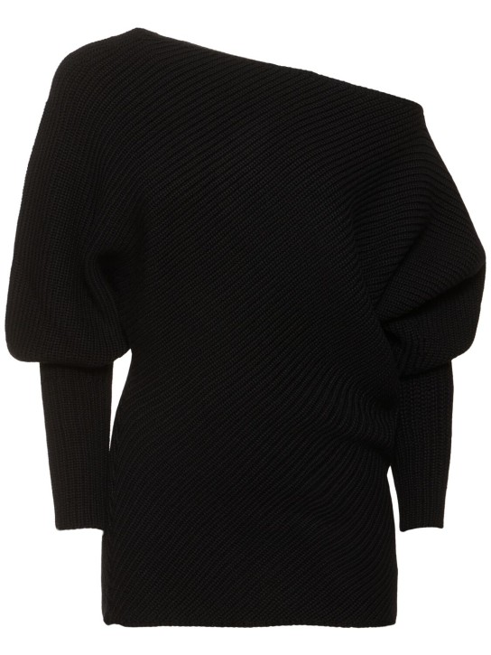 Philosophy Di Lorenzo Serafini: Wool blend boat neck sweater - Black - women_0 | Luisa Via Roma