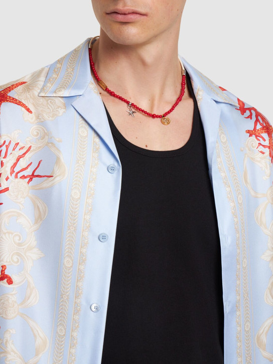 Versace: Halskette mit Logo - Rot/Gold - men_1 | Luisa Via Roma