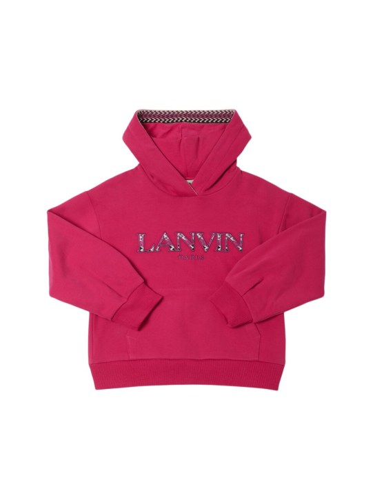 Lanvin: Felpa in cotone con cappuccio - Fucsia - kids-girls_0 | Luisa Via Roma