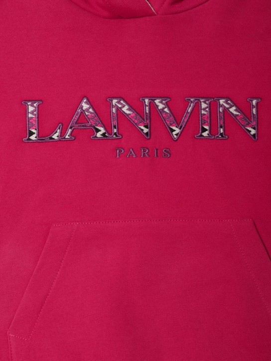 Lanvin: Embroidered cotton hoodie - Fuchsia - kids-girls_1 | Luisa Via Roma