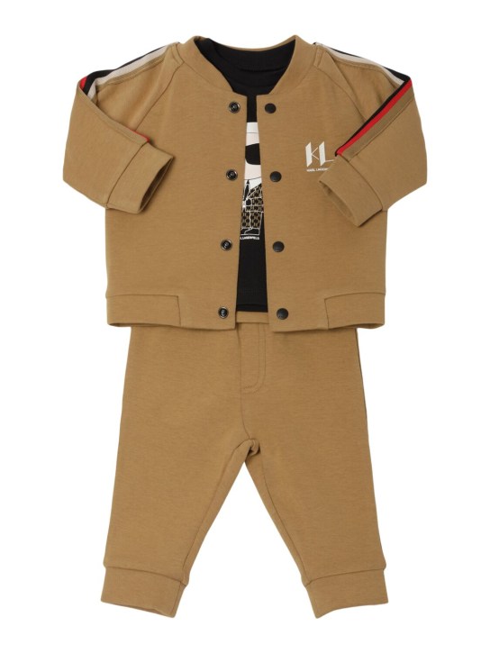 Karl Lagerfeld: 棉质T恤、卫衣&运动裤 - 米黄色 - kids-boys_0 | Luisa Via Roma