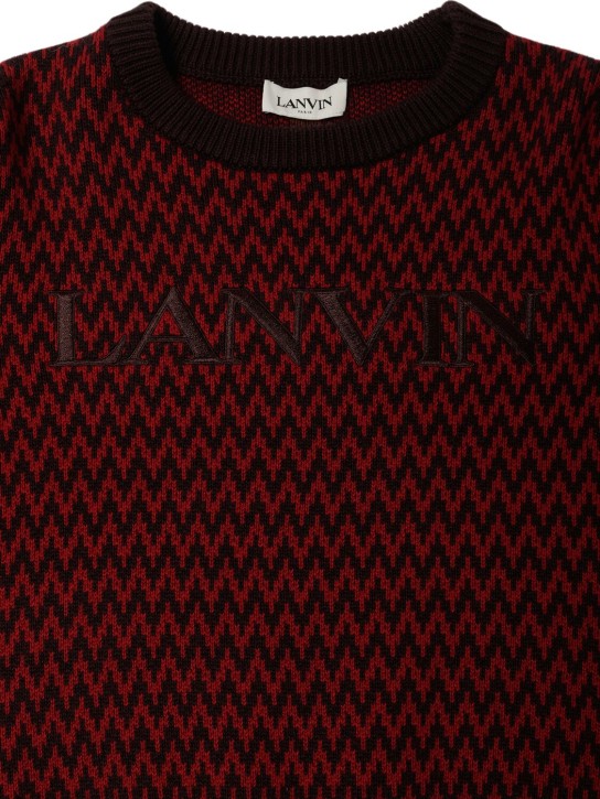 Lanvin: Cotton & wool knit sweater - Red/Brown - kids-girls_1 | Luisa Via Roma