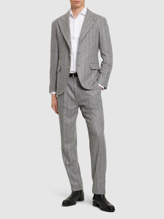 Brunello Cucinelli: Leisure silk blend suit - Light Grey - men_1 | Luisa Via Roma