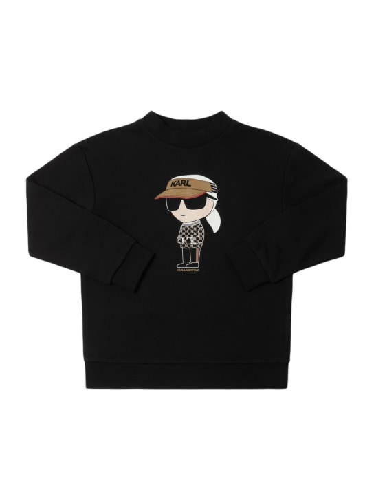 Karl Lagerfeld: Sweat-shirt en jersey de coton mélangé - Noir - kids-girls_0 | Luisa Via Roma