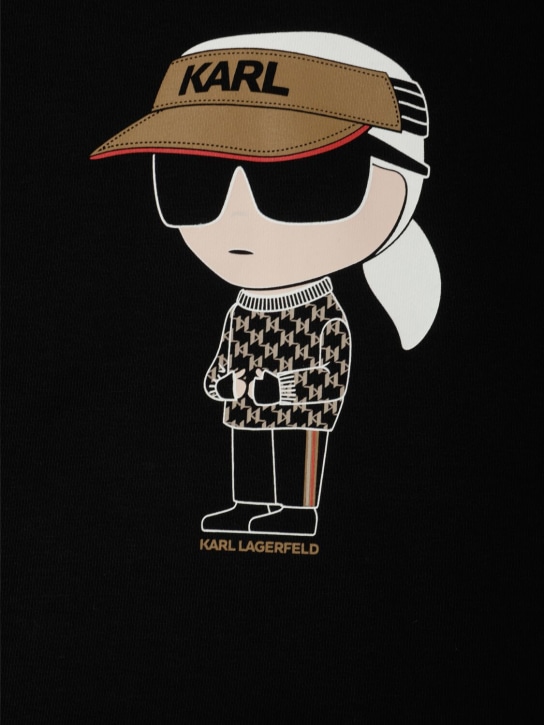 Karl Lagerfeld: 混棉平纹针织卫衣 - 黑色 - kids-girls_1 | Luisa Via Roma