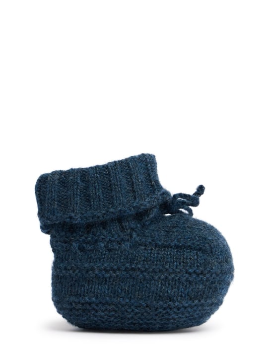 Bonpoint: Cashmere knit slippers - Dark Blue - kids-girls_0 | Luisa Via Roma