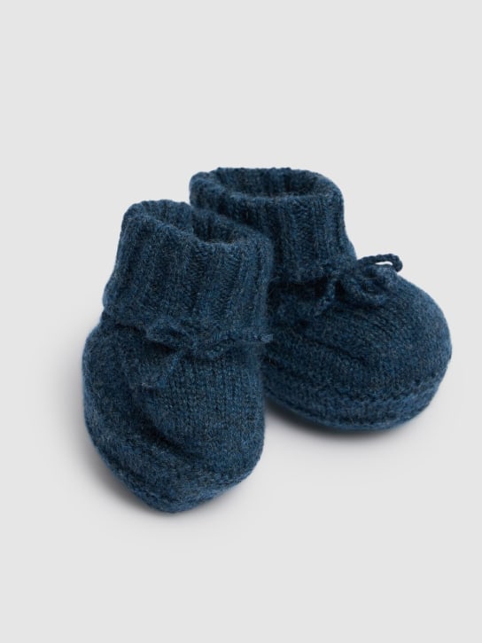 Bonpoint: Cashmere knit slippers - Dark Blue - kids-boys_1 | Luisa Via Roma