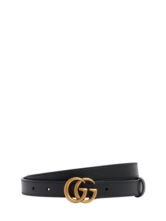 Gucci: Cintura GG Marmont in pelle 2cm - Nero - women_0 | Luisa Via Roma
