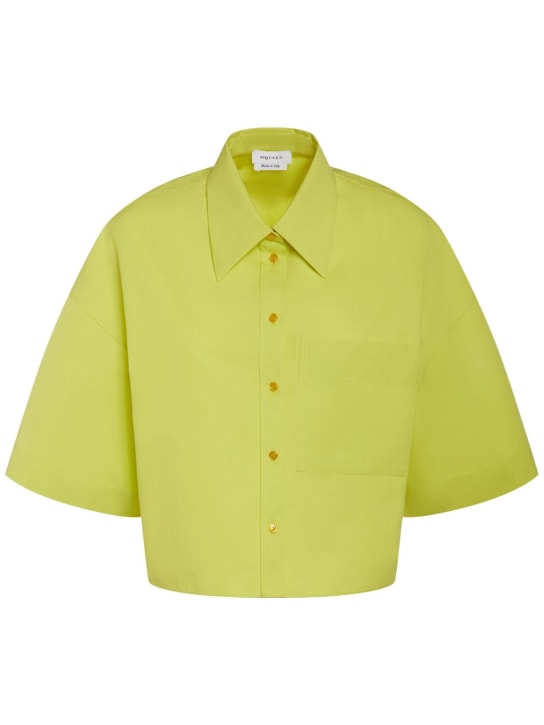 Alexander McQueen: Compact cotton poplin shirt - Acid Yellow - women_0 | Luisa Via Roma