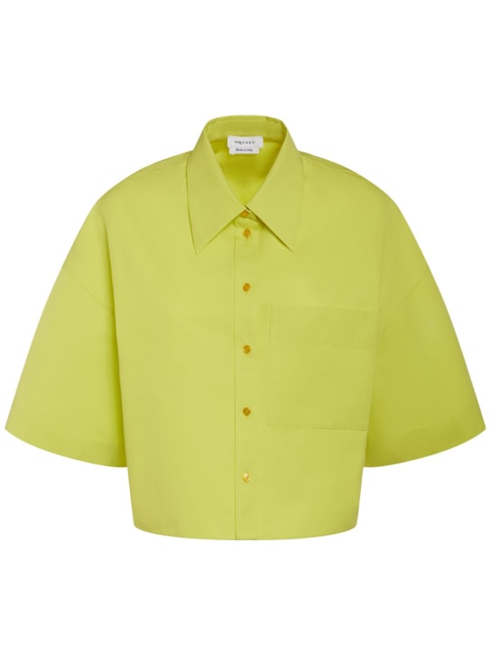 Alexander McQueen: Camicia in popeline di cotone - Acid Yellow - women_0 | Luisa Via Roma