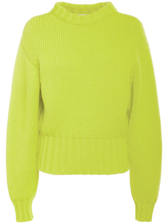 Alexander McQueen: Maglia in lana e cashmere - Acid Yellow - women_0 | Luisa Via Roma