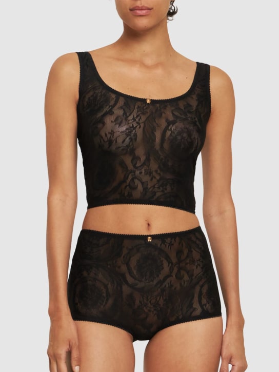 Versace: Baroque jacquard tulle briefs - women_1 | Luisa Via Roma