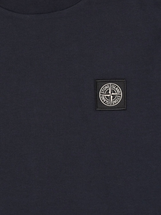 Stone Island: Camiseta de algodón con manga larga - Azul - kids-boys_1 | Luisa Via Roma