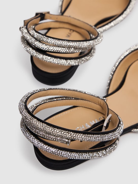 Mach & Mach: 10mm Double Bow satin flats - Black - women_4 | Luisa Via Roma