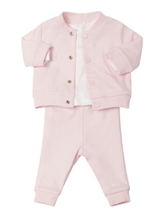 Marc Jacobs: Cotton jacket, t-shirt & sweatpants - Pink - kids-girls_1 | Luisa Via Roma