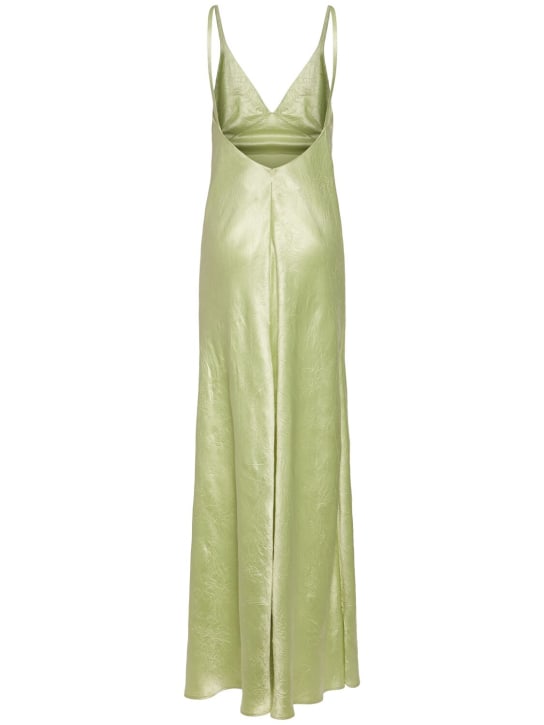 Alexander McQueen: Vestido largo de satén - Acid Yellow - women_1 | Luisa Via Roma