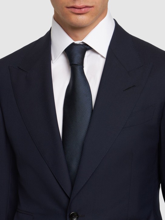 Tom Ford: 8cm Solid silk tie - Navy - men_1 | Luisa Via Roma