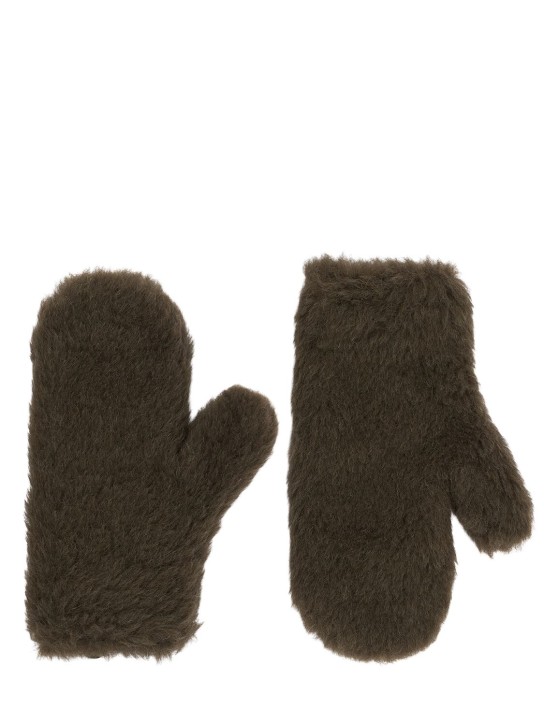 Max Mara: Ombrato3 teddy gloves - Grey - women_0 | Luisa Via Roma