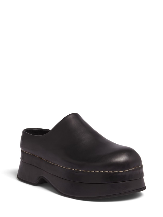 Alexander McQueen: 50mm Leather platform mules - Black - women_1 | Luisa Via Roma