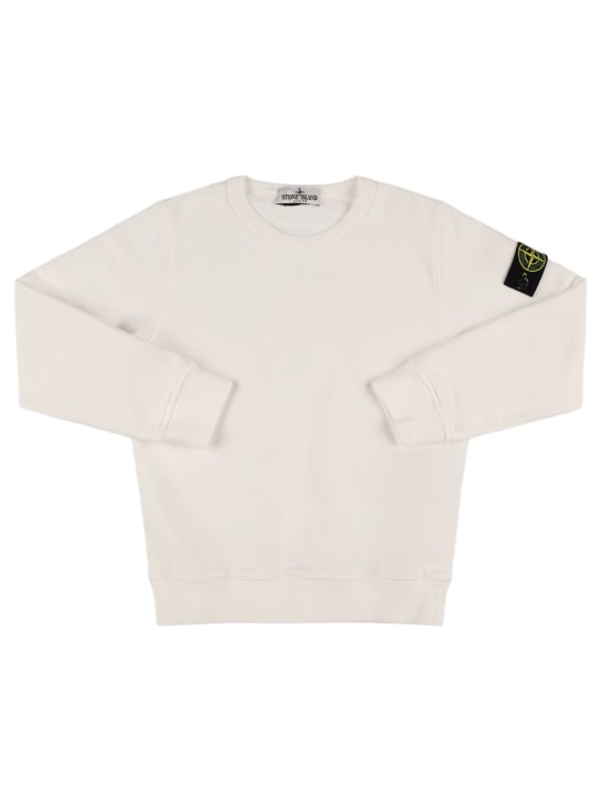 Stone Island: Organic cotton crewneck sweatshirt - White - kids-boys_0 | Luisa Via Roma