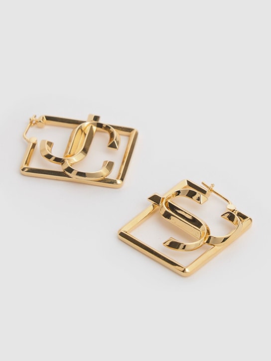 Jimmy Choo: Square hoop earrings - Gold - women_1 | Luisa Via Roma