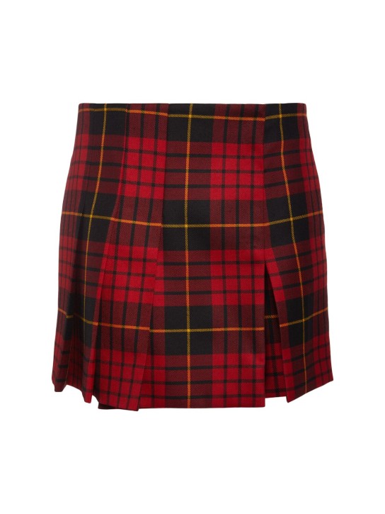 Alexander McQueen: Wool tartan mini skirt - Red/Black - women_0 | Luisa Via Roma