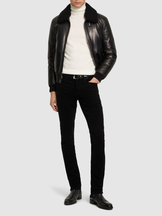 Tom Ford: Jeans slim fit de denim de algodón - Negro - men_1 | Luisa Via Roma