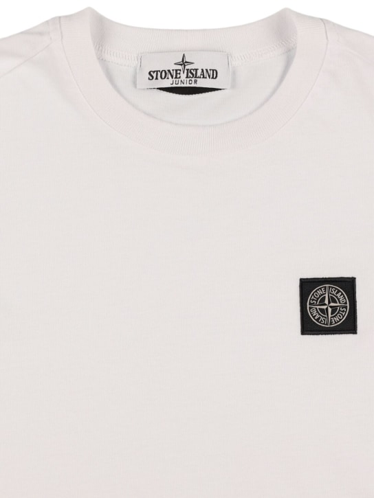 Stone Island: Camiseta de algodón con manga larga - Blanco - kids-boys_1 | Luisa Via Roma