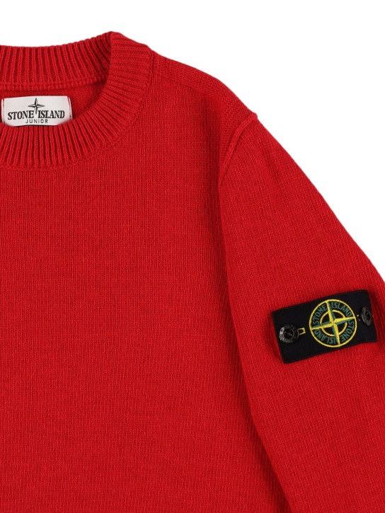 Stone Island: Wool blend knit sweater - Kırmızı - kids-boys_1 | Luisa Via Roma