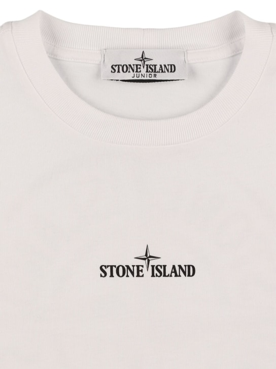 Stone Island: T-Shirt aus Baumwolljersey mit Logo - Weiß - kids-boys_1 | Luisa Via Roma