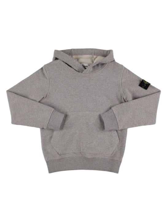 Stone Island: Organic cotton hooded sweatshirt - Grey - kids-boys_0 | Luisa Via Roma