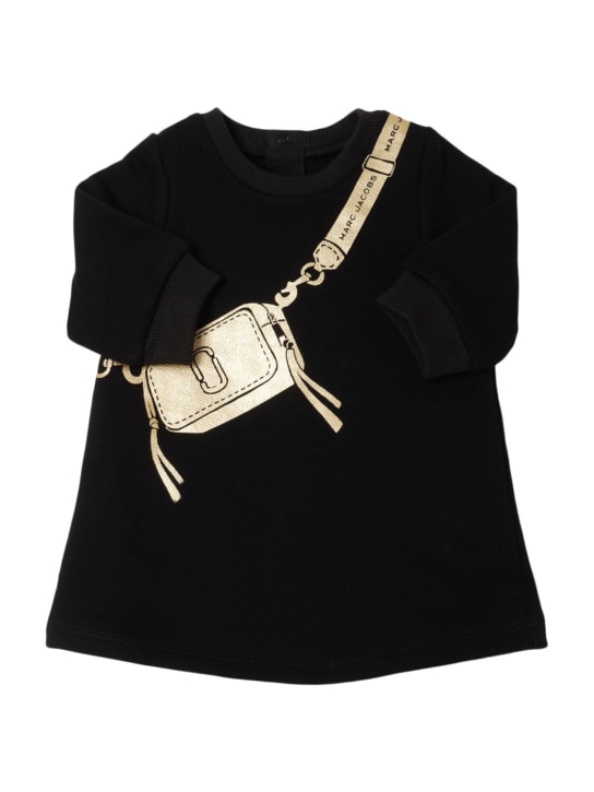 Marc Jacobs: Printed cotton jersey dress - Black - kids-girls_0 | Luisa Via Roma