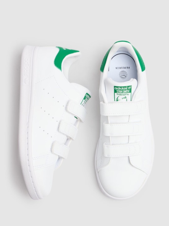 adidas Originals: Stan Smith strap sneakers - White/Green - kids-girls_1 | Luisa Via Roma